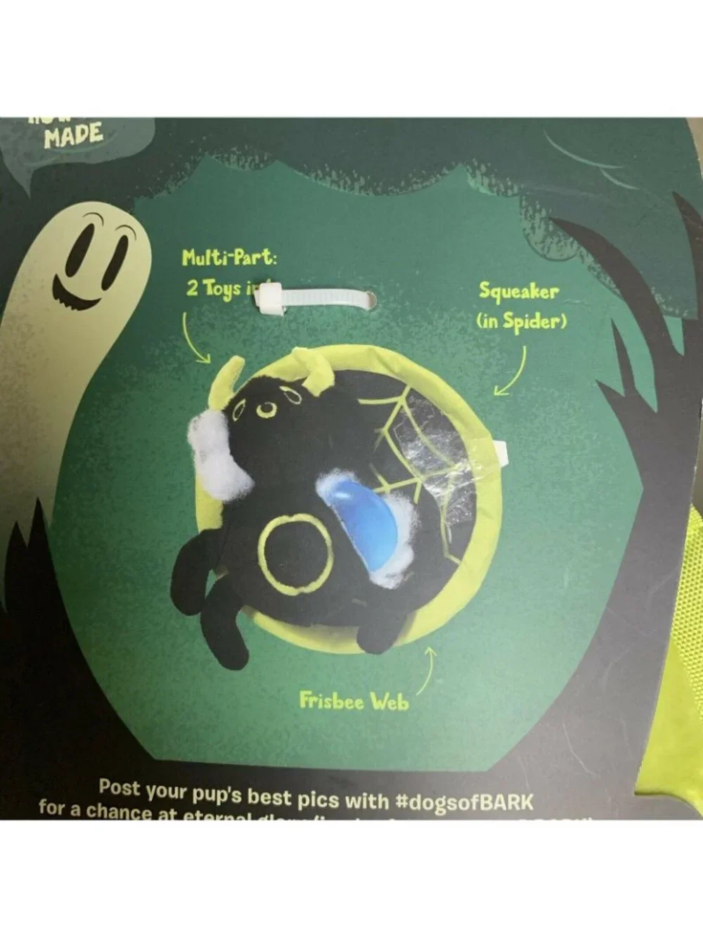 Bark Halloween Dog Chew Toy Crinkle Spider Web Fetch Tails Boneyard 2 Pc